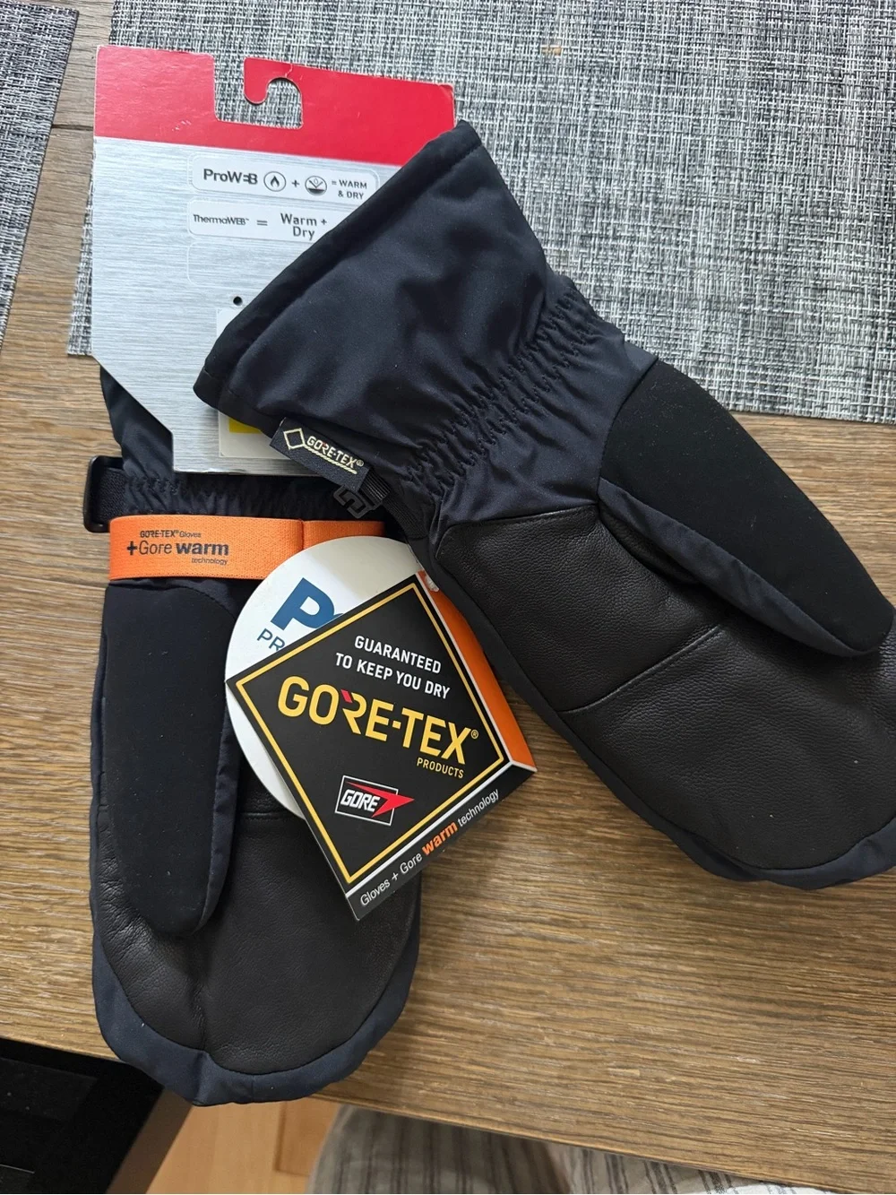 Spyder Men’s Black Mittens with Orange Gore Warm Strap